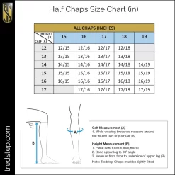 Tredstep Medici Air Half Chap CLOSEOUT -The Equestrian Gear Shop Tredstep Half Chaps in SizeChart