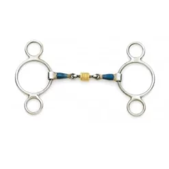 Blue Steel 2-Ring Gag With Loose Brass Roller Disks