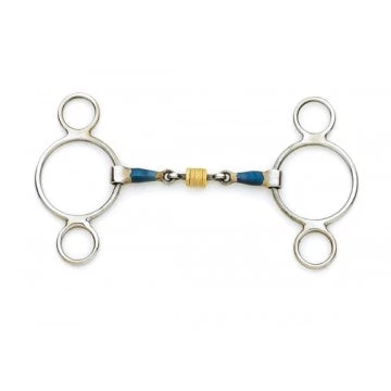 Blue Steel 2-Ring Gag With Loose Brass Roller Disks 1 Blue Steel 2-Ring Gag With Loose Brass Roller Disks