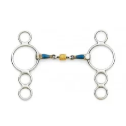 Blue Steel 3-Ring Gag With Loose Brass Roller Disks